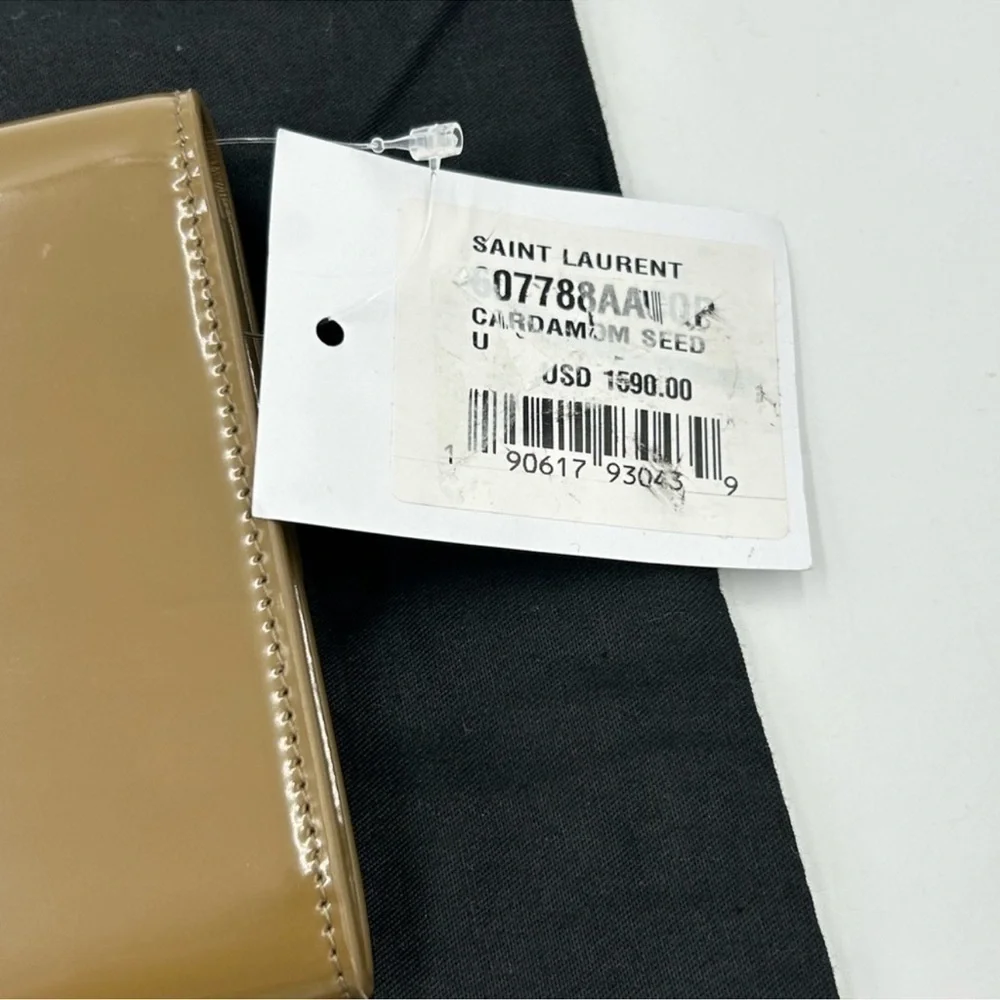 Saint Laurent YSL tan leather clutch/chain wallet made in Italy